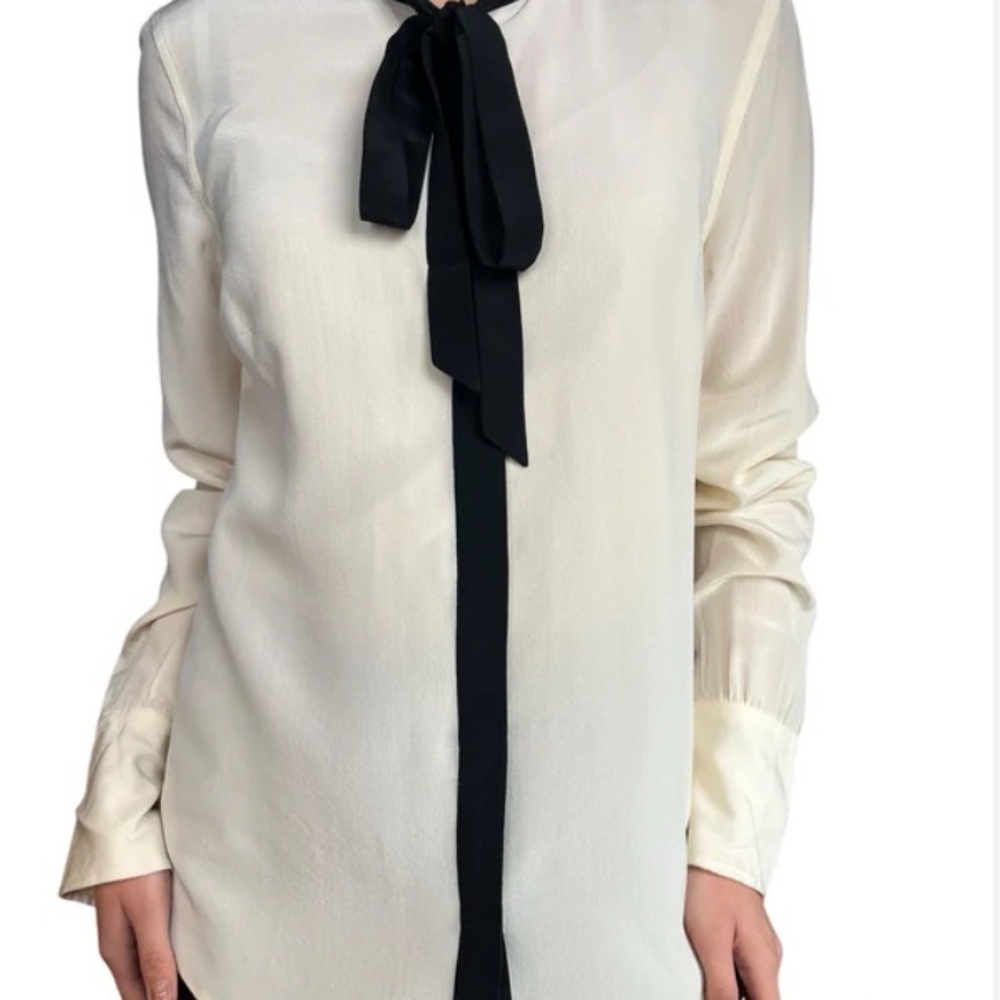 J. Crew Factory Cream and Black Blouse